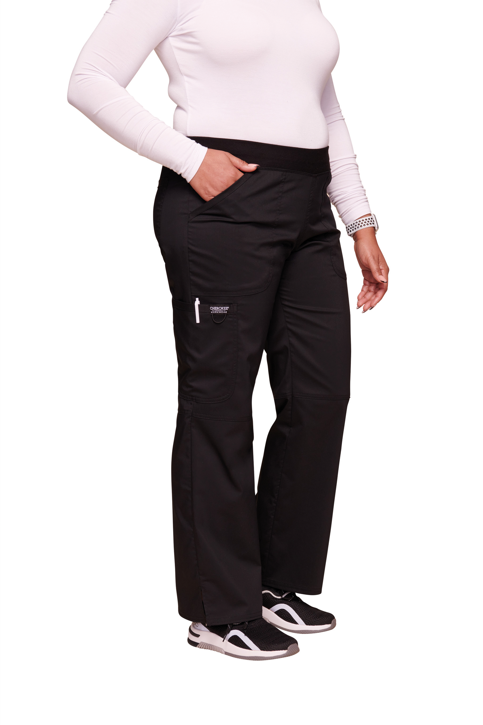 Miniature 3 pour Pantalon cargo à taille moyenne à enfiler femme