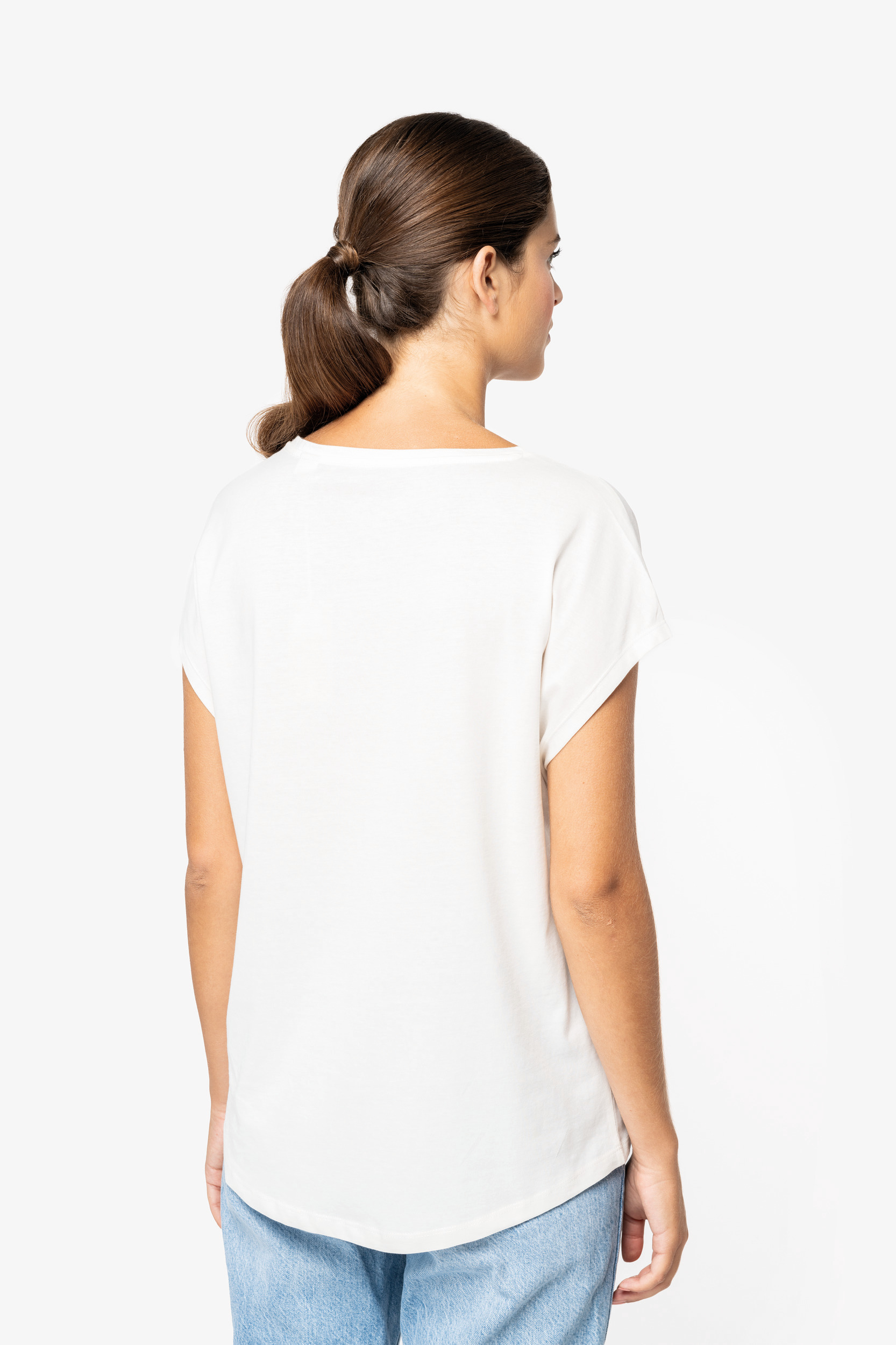 Miniature 4 pour T-shirt écoresponsable loose à col V femme