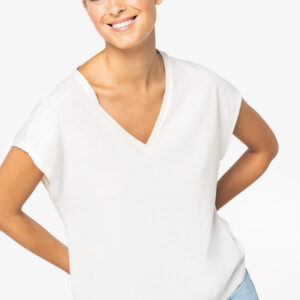 Visuel T-shirt écoresponsable loose à col V femme