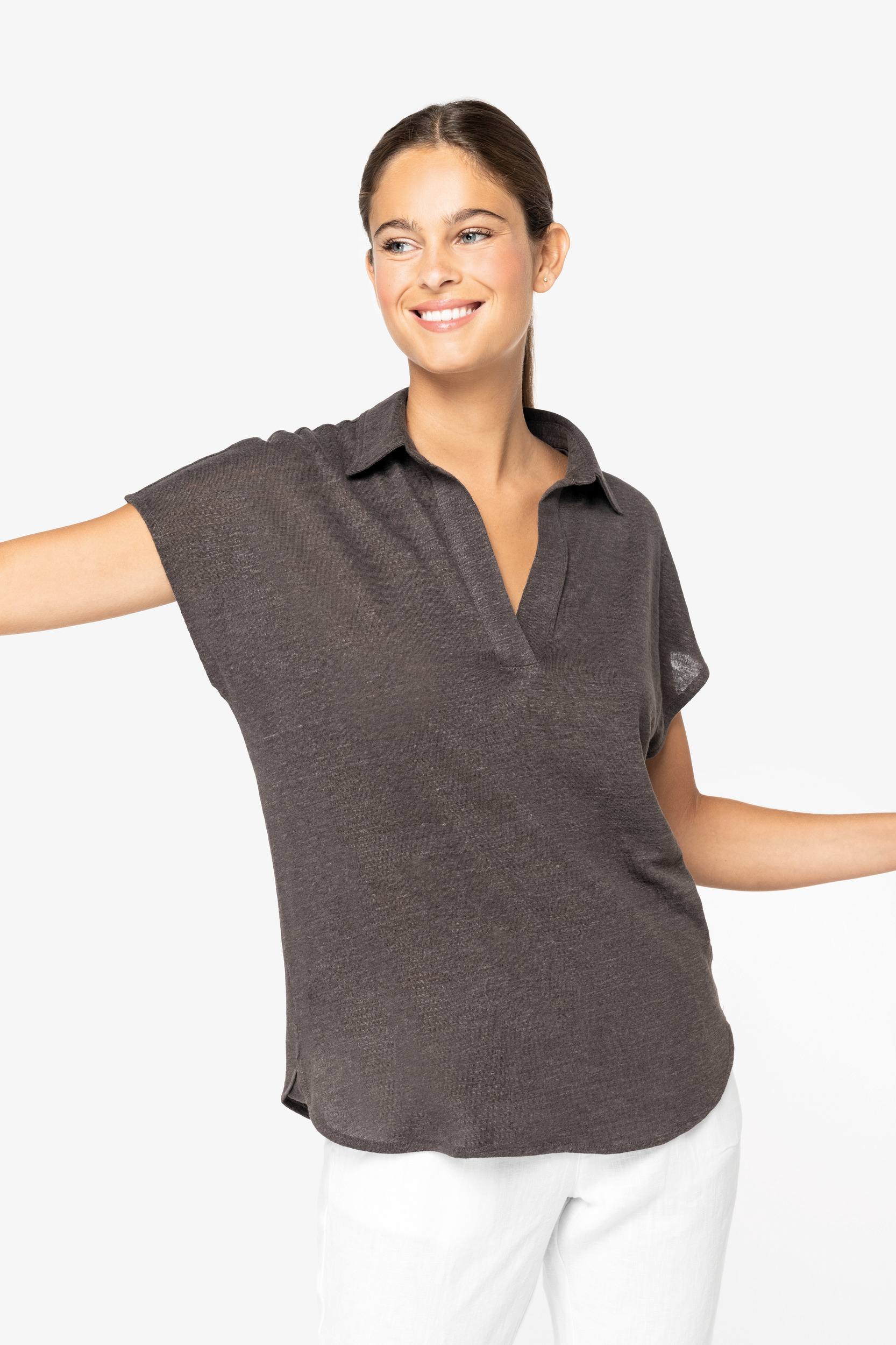 Miniature 3 pour Polo en lin femme