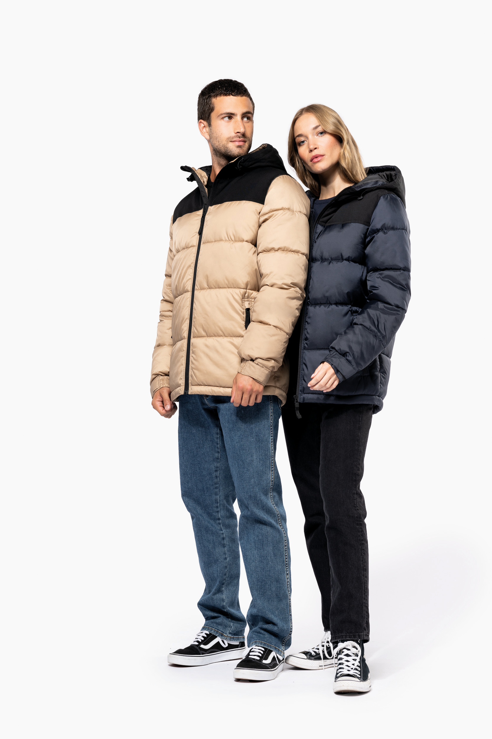 Miniature 12 pour Parka matelassée à capuche bi-ton unisexe