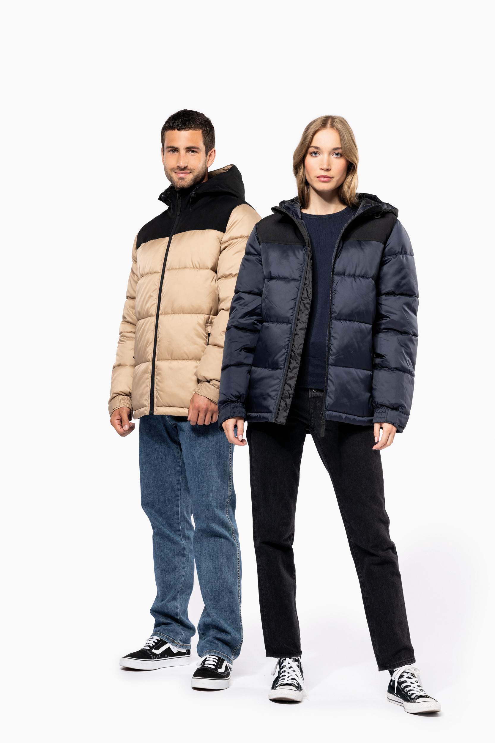 Miniature 11 pour Parka matelassée à capuche bi-ton unisexe