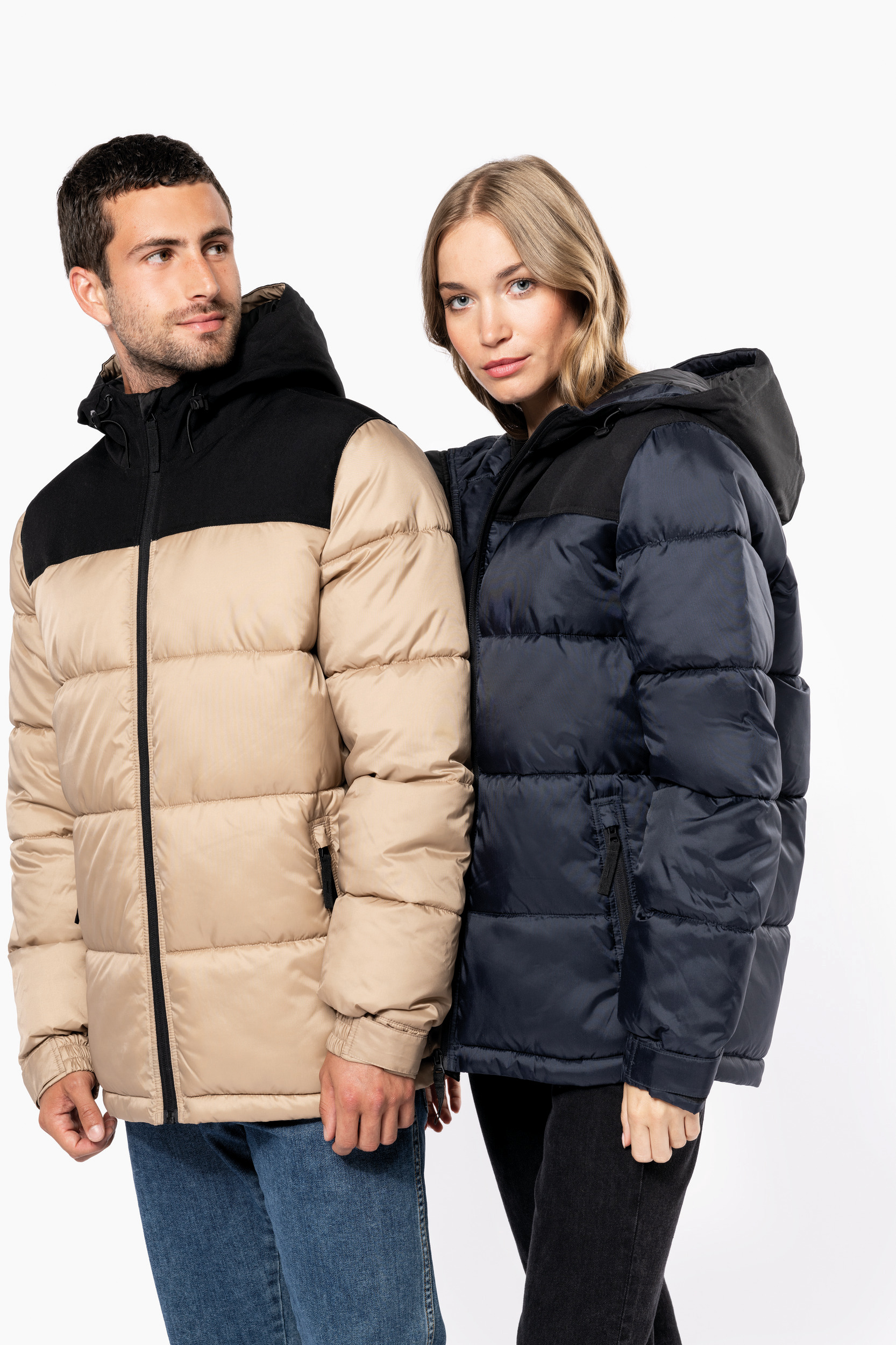 Miniature 10 pour Parka matelassée à capuche bi-ton unisexe