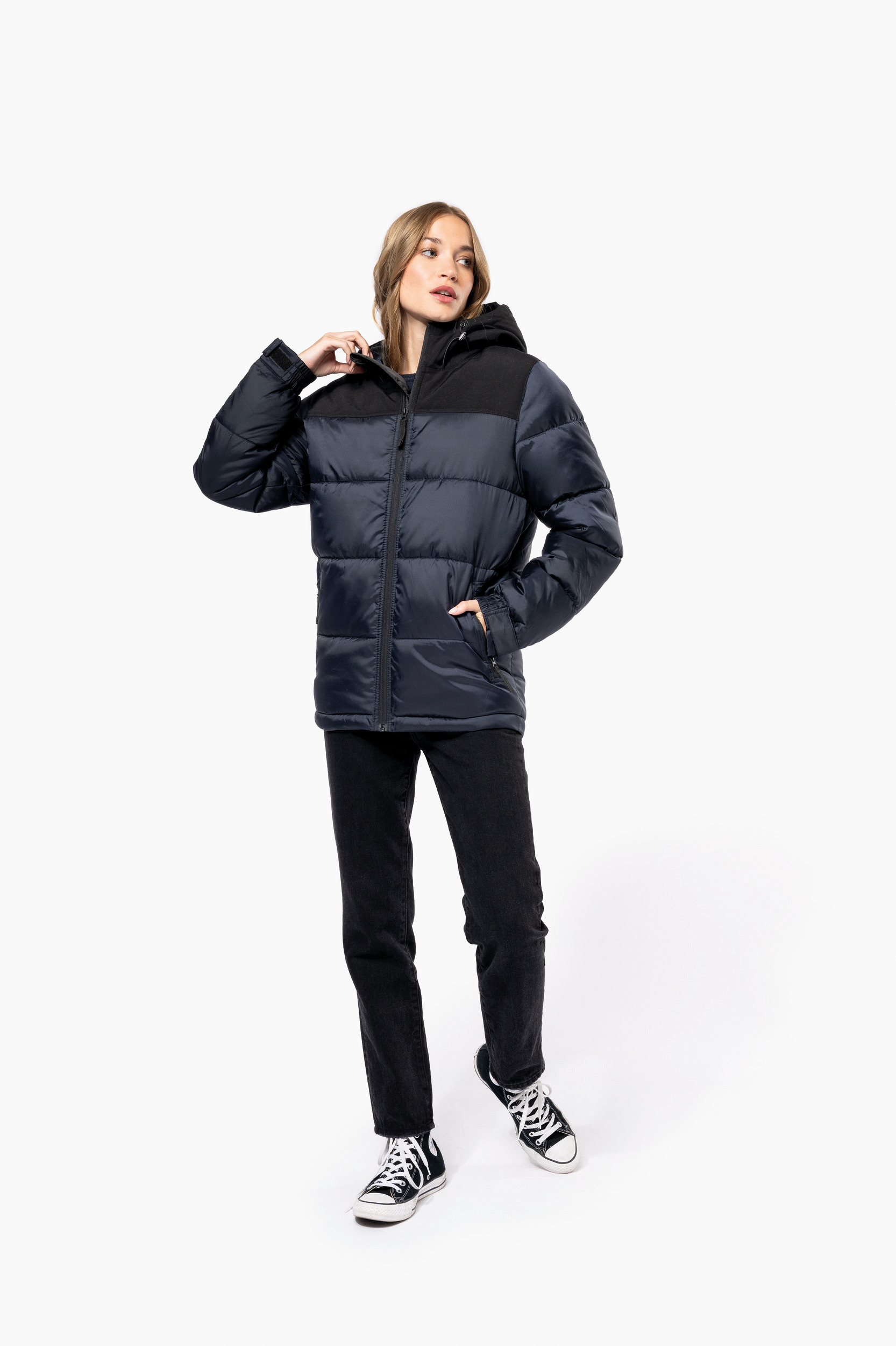 Miniature 9 pour Parka matelassée à capuche bi-ton unisexe