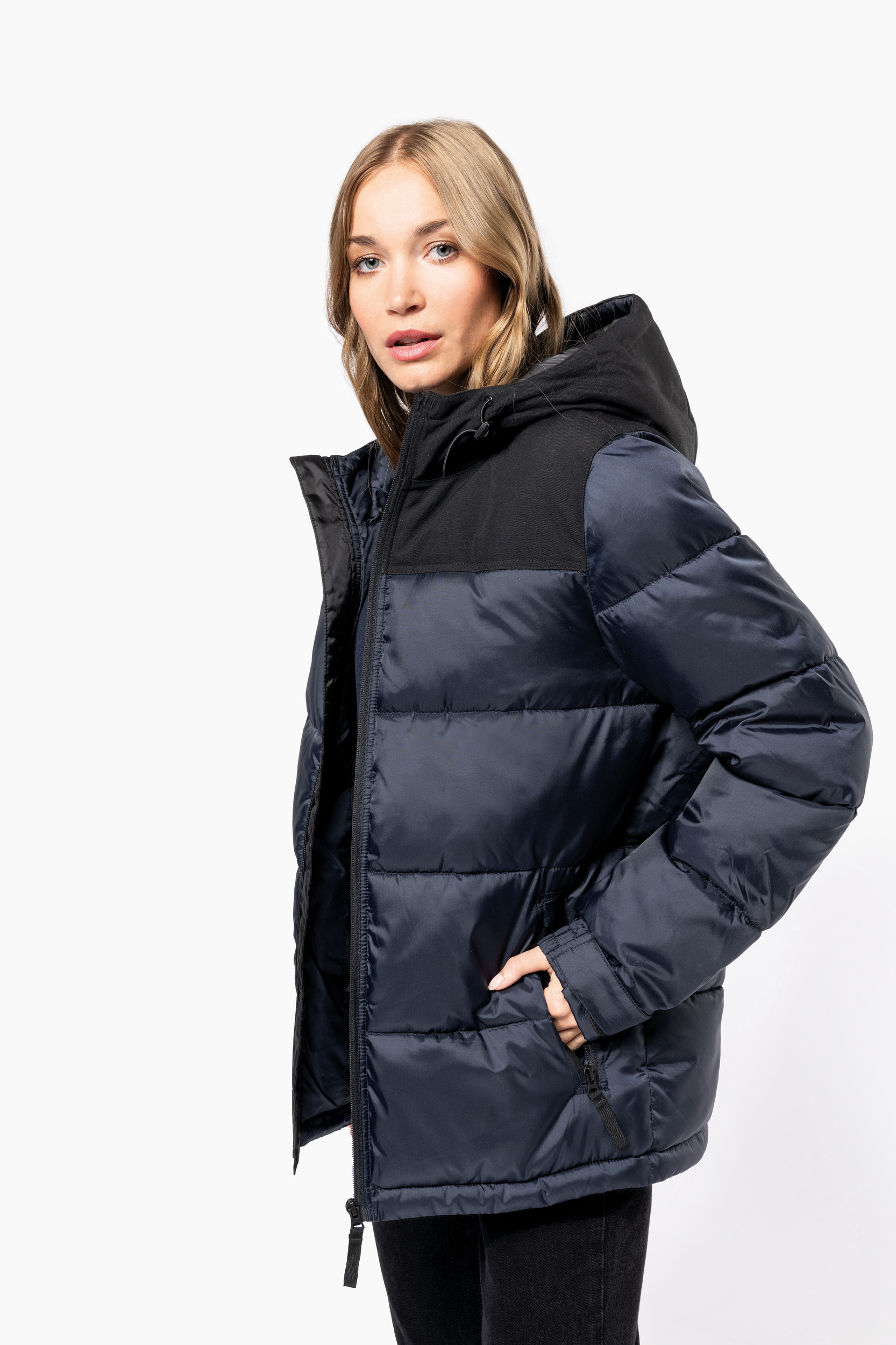 Miniature 8 pour Parka matelassée à capuche bi-ton unisexe