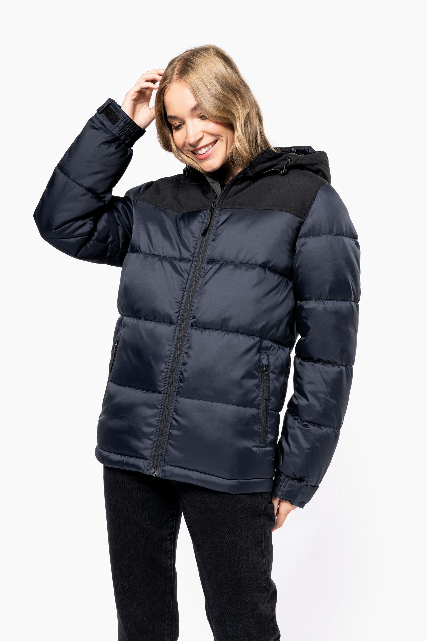 Miniature 6 pour Parka matelassée à capuche bi-ton unisexe