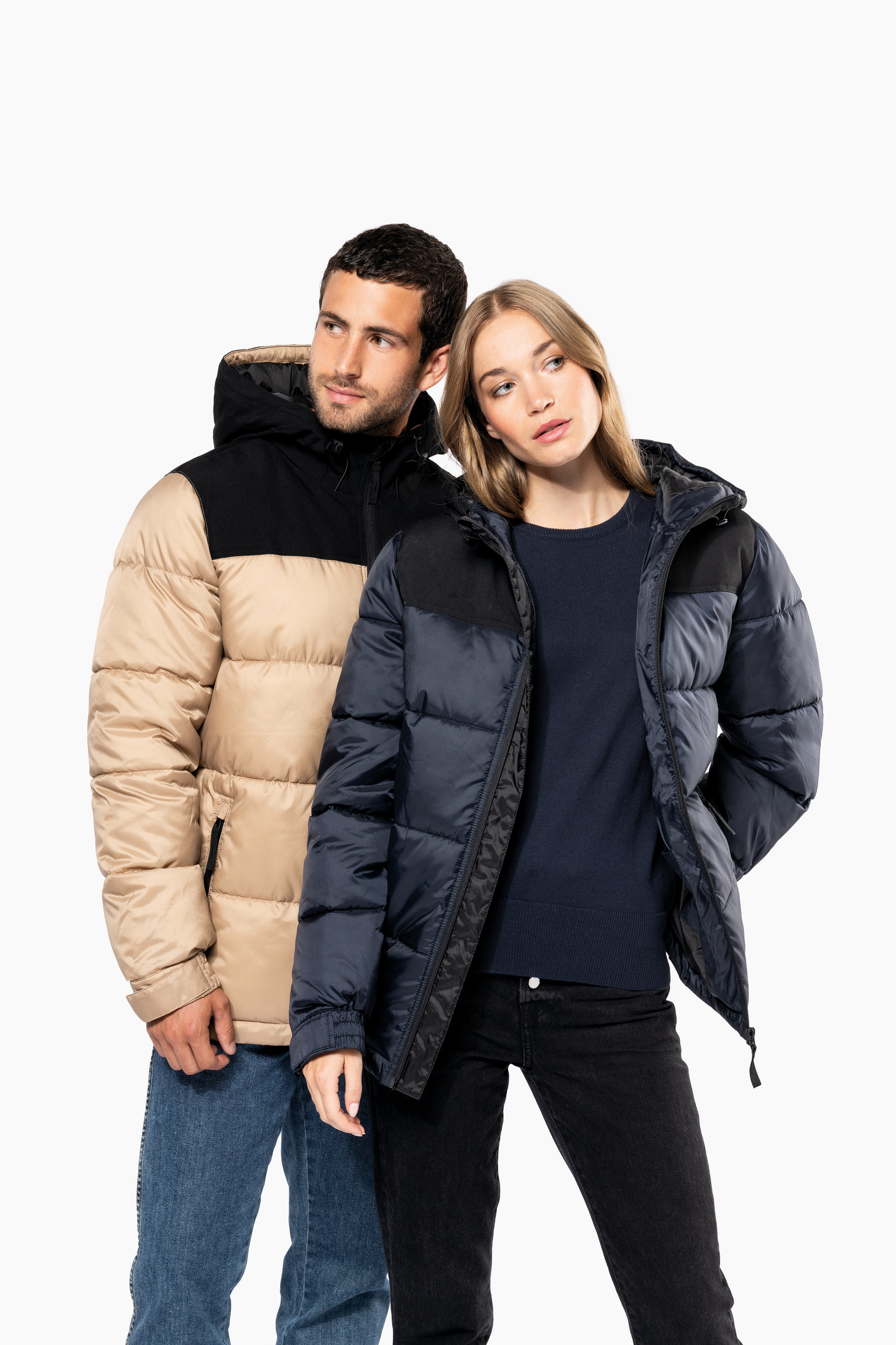 Miniature 1 pour Parka matelassée à capuche bi-ton unisexe