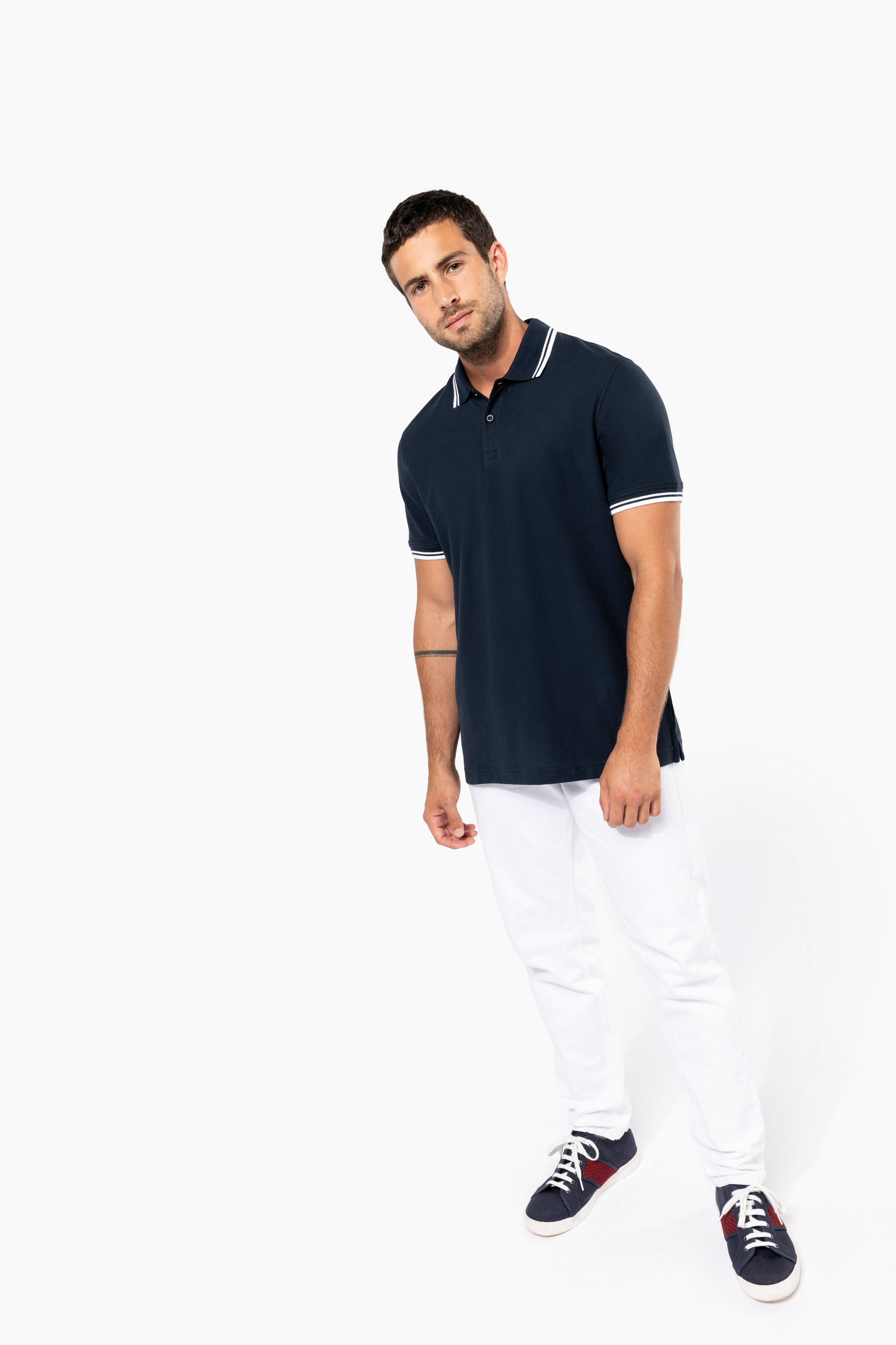 Miniature 5 pour Polo homme manches courtes à liserés contrastés
