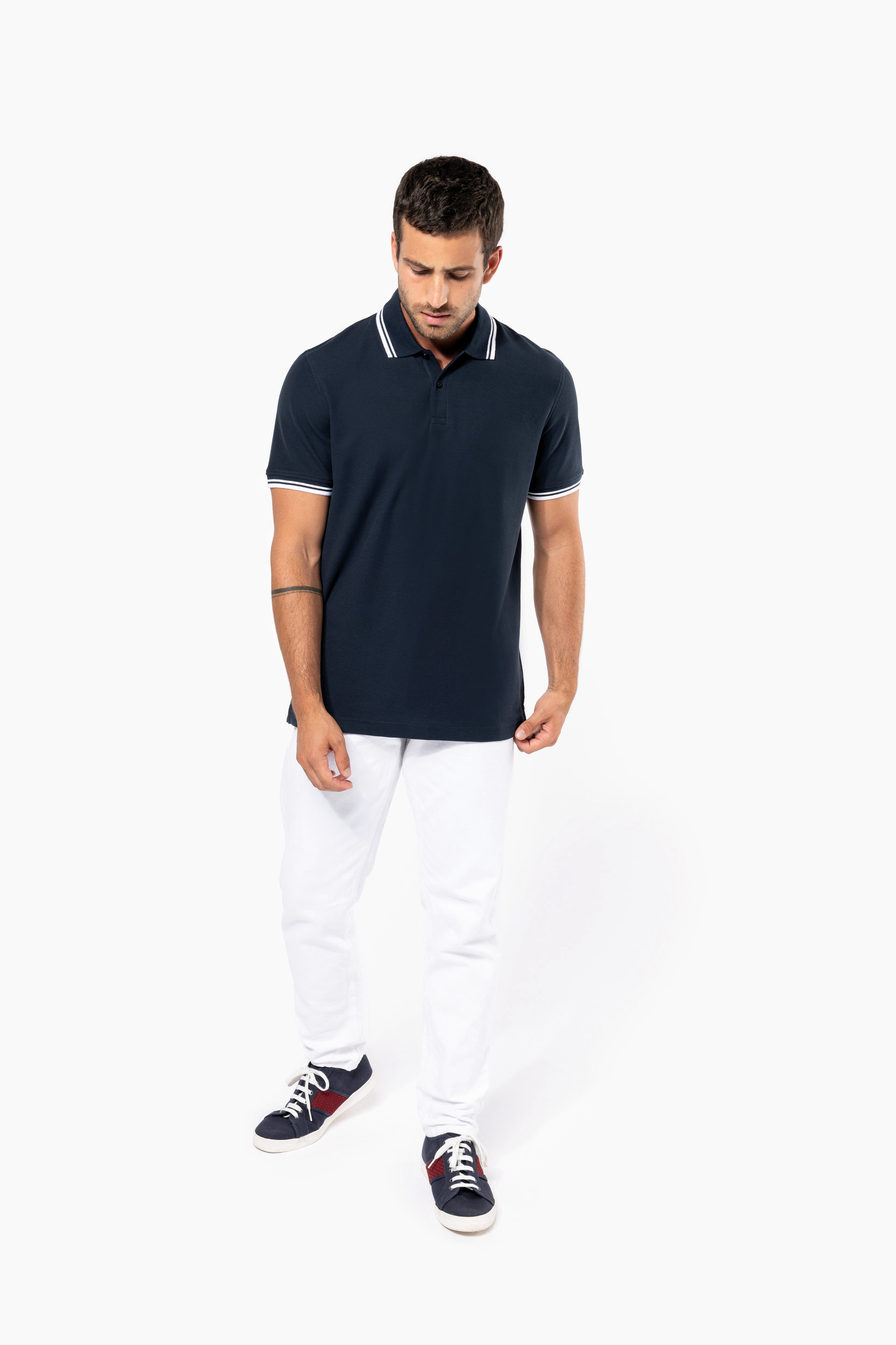 Miniature 4 pour Polo homme manches courtes à liserés contrastés