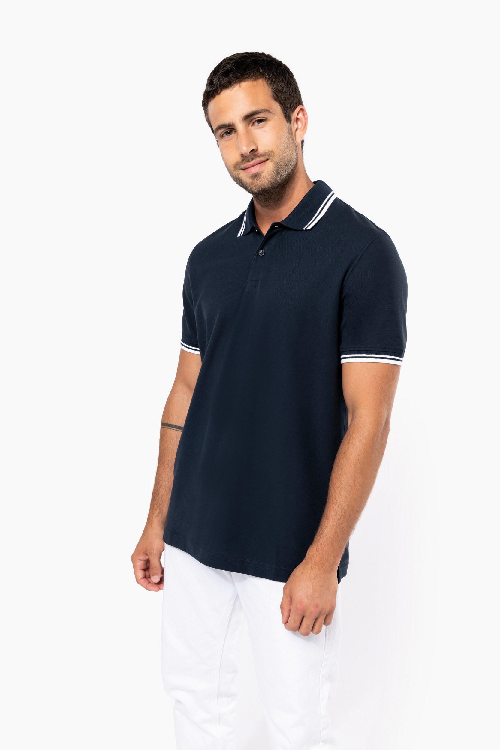 Miniature 3 pour Polo homme manches courtes à liserés contrastés