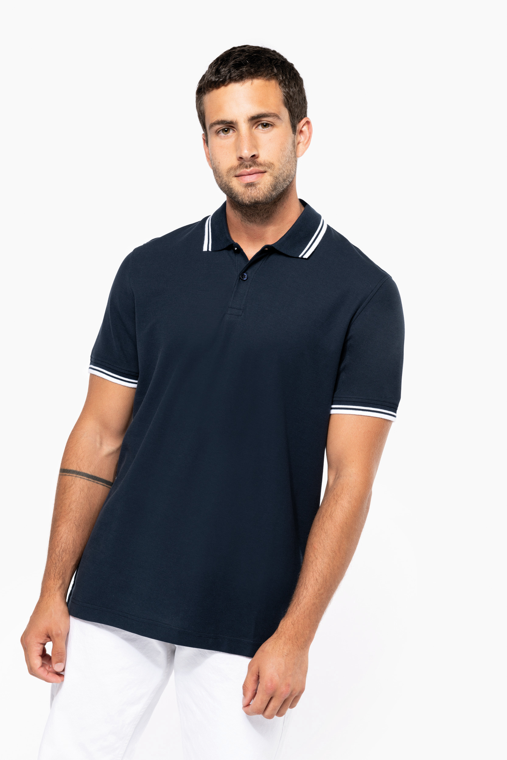 Miniature 1 pour Polo homme manches courtes à liserés contrastés