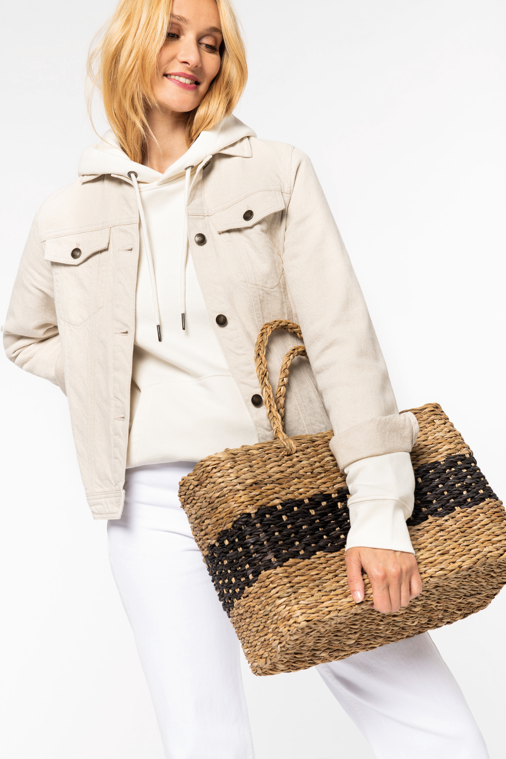 Miniature 1 pour Sac panier en jonc de mer
