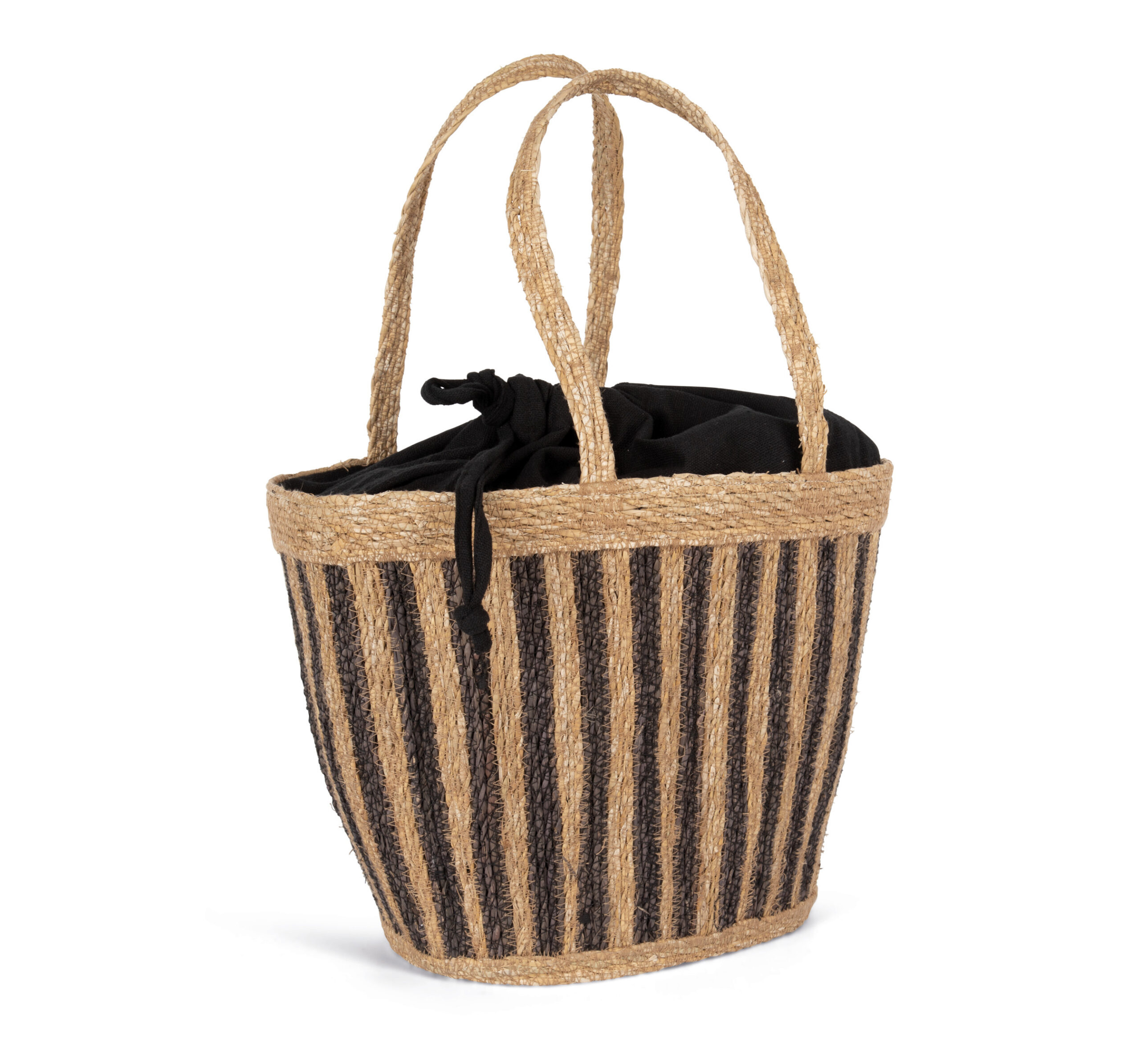 Miniature 2 pour Sac panier rayé en jonc de mer