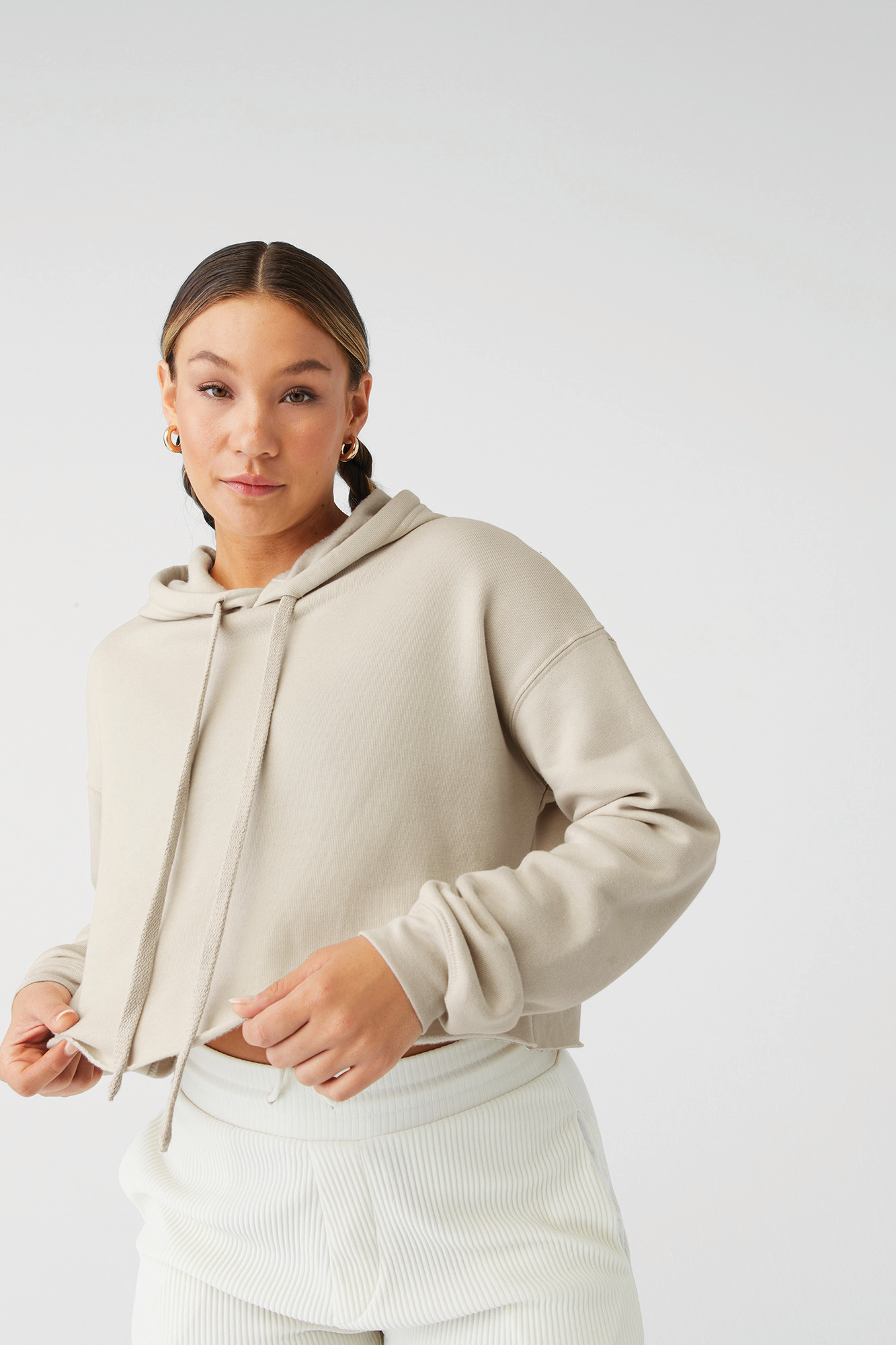 Miniature 25 pour Sweat-shirt crop à capuche femme