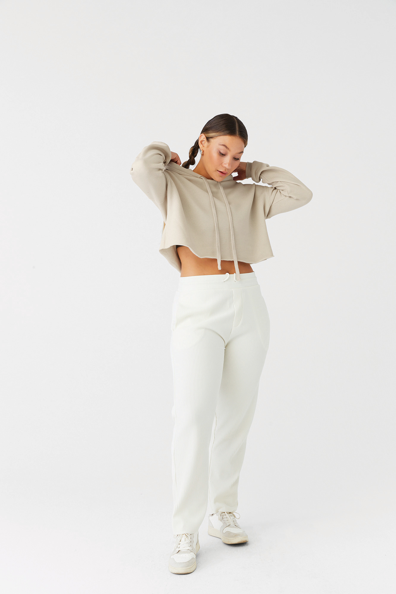 Miniature 22 pour Sweat-shirt crop à capuche femme