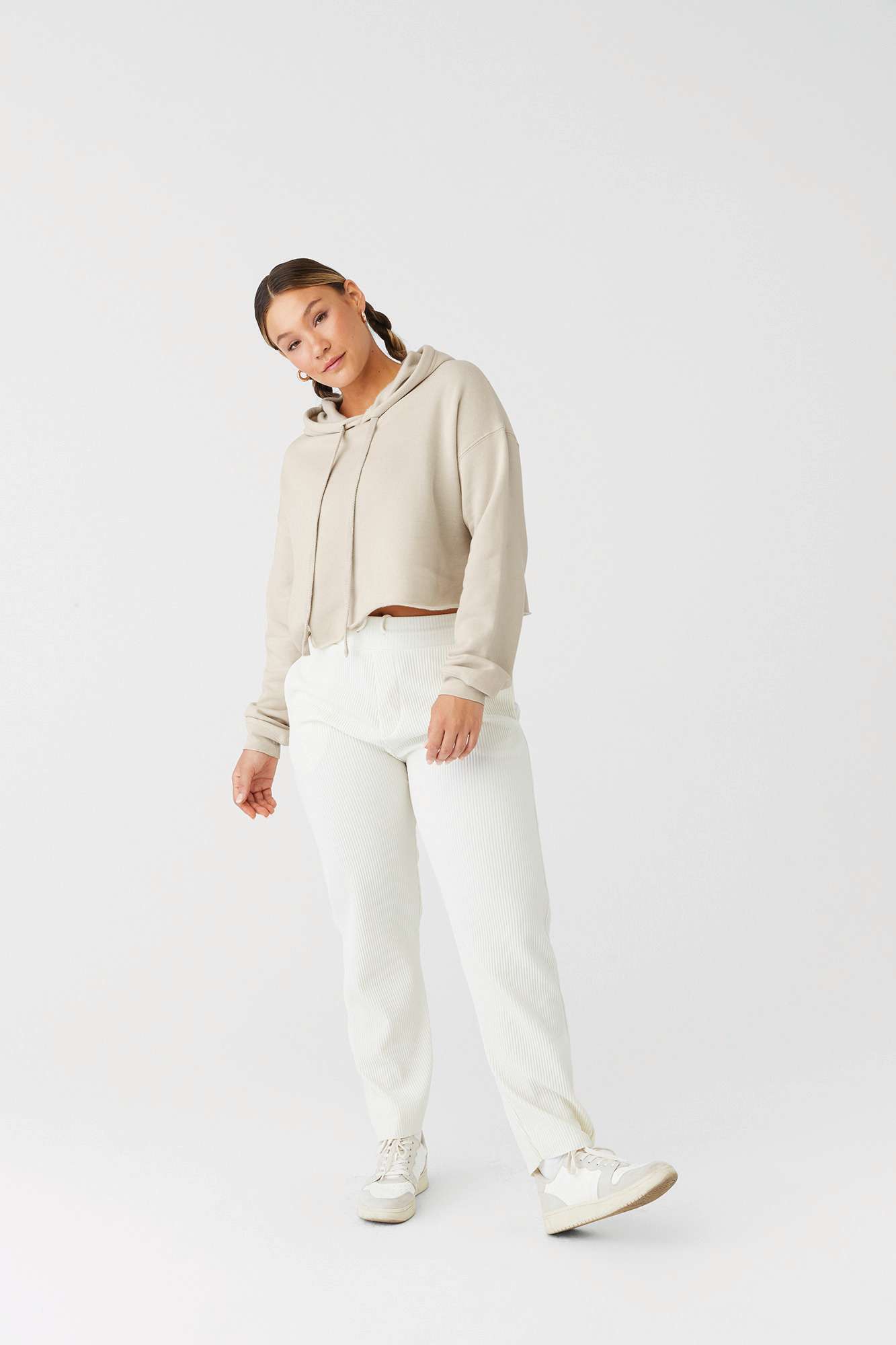 Miniature 20 pour Sweat-shirt crop à capuche femme