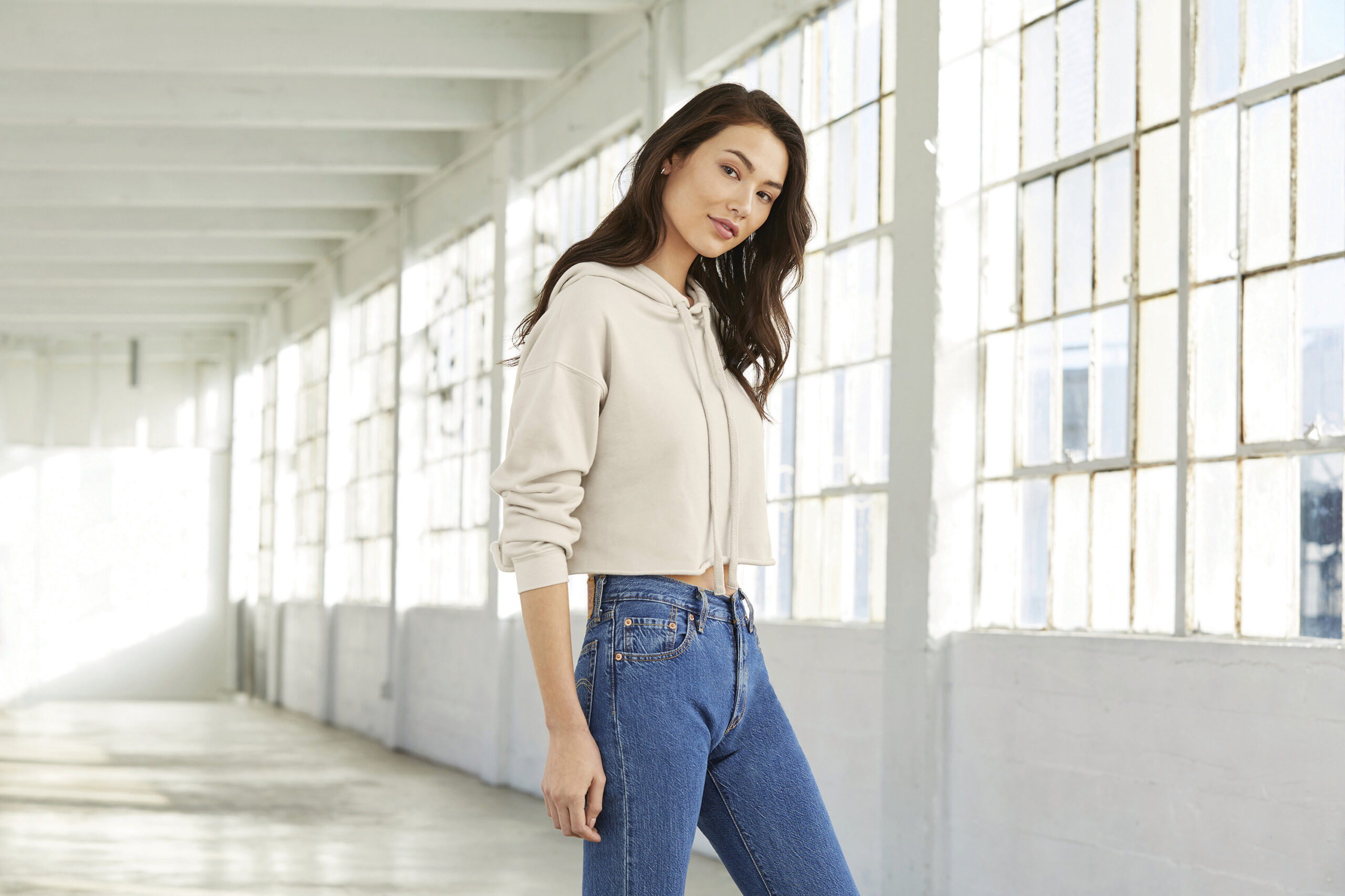 Miniature 12 pour Sweat-shirt crop à capuche femme