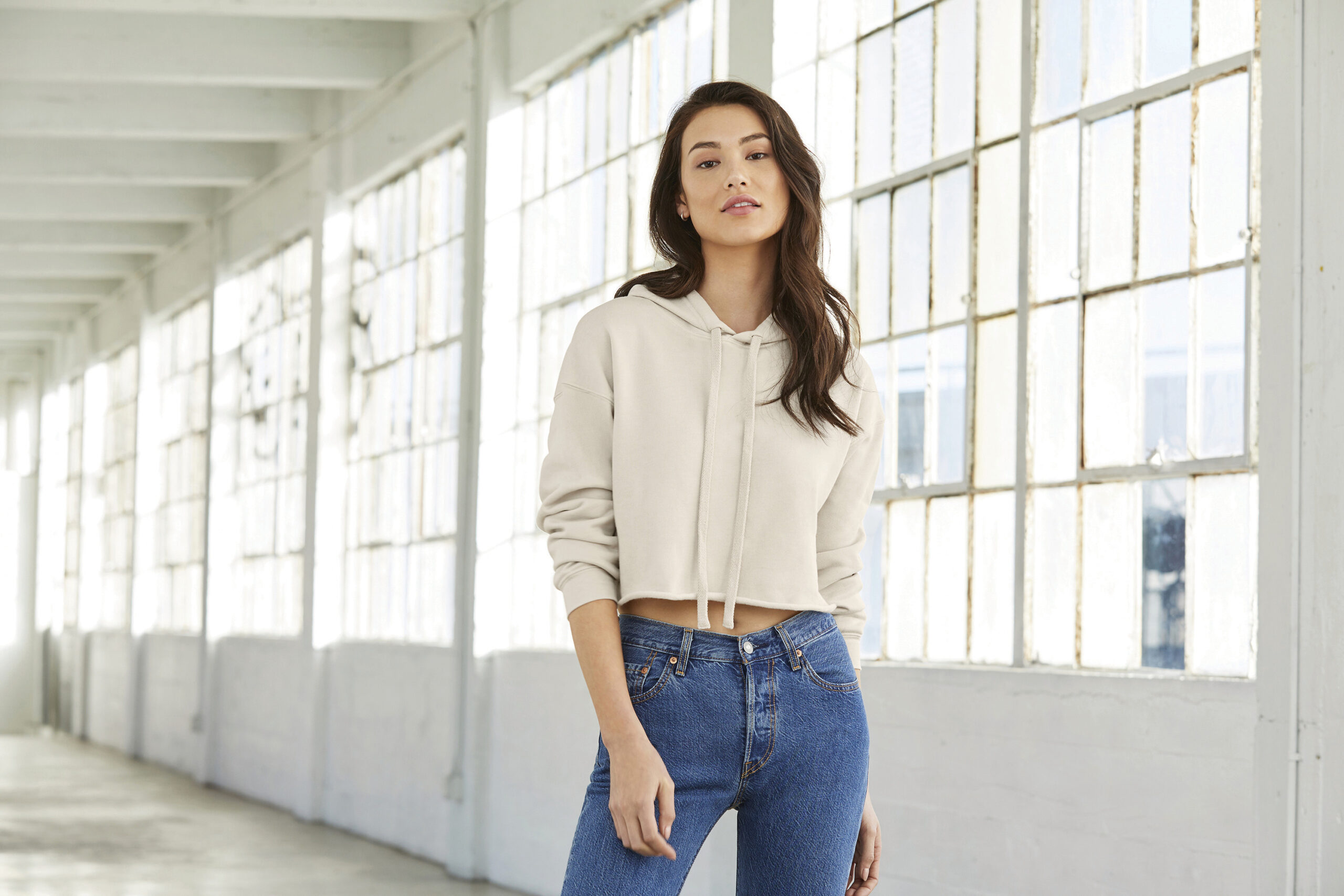 Miniature 11 pour Sweat-shirt crop à capuche femme