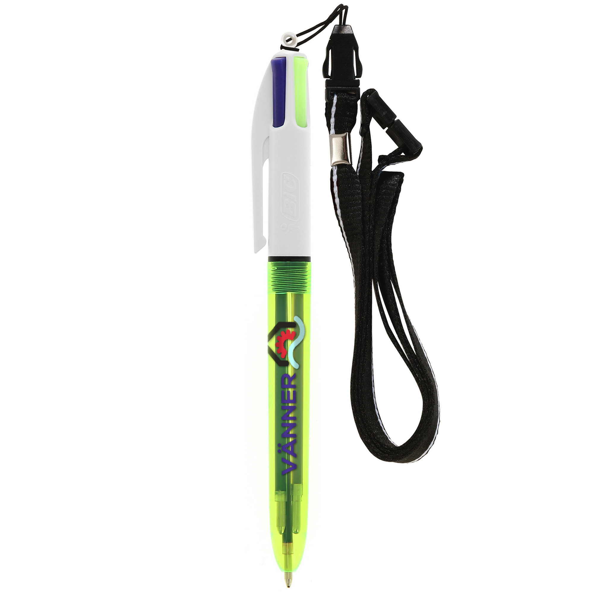 Miniature 1 pour BIC® 4 Couleurs Fluo Bille + lanyard
