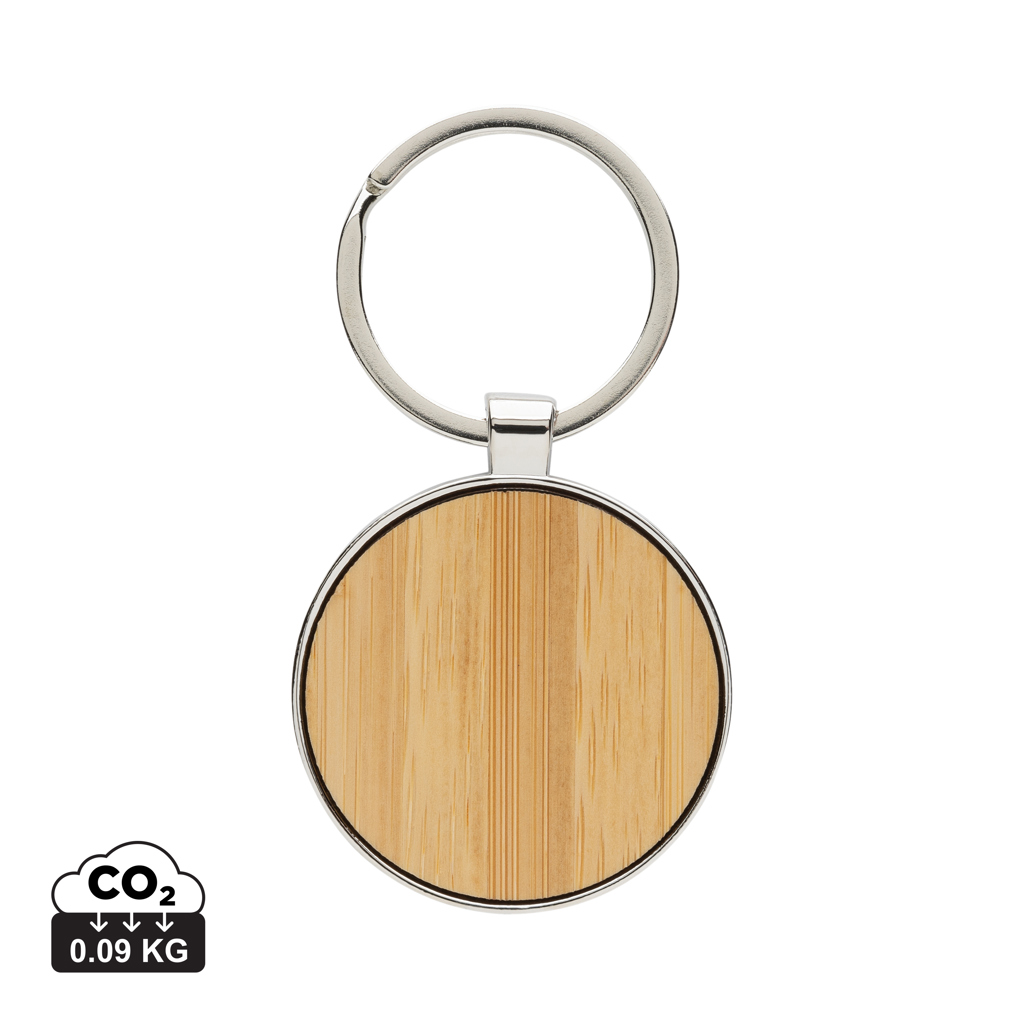 Miniature 1 pour Porte-clés rond en alliage de zinc RCS et bambou