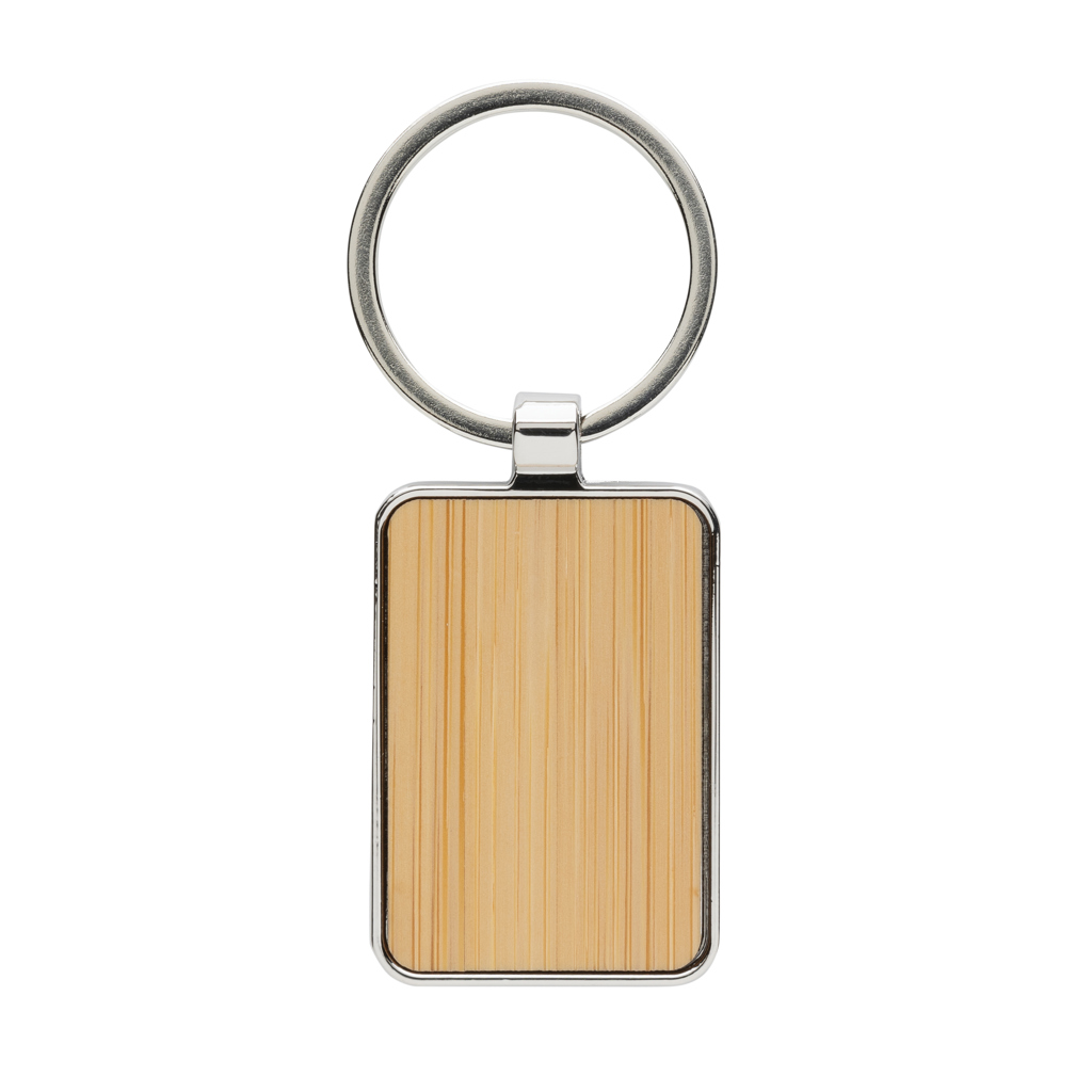 Miniature 2 pour Porte-clés rectangle en alliage de zinc RCS et bambou