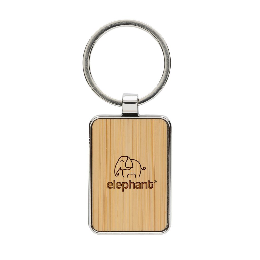 Miniature 6 pour Porte-clés rectangle en alliage de zinc RCS et bambou