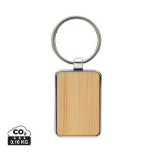 Visuel Porte-clés rectangle en alliage de zinc RCS et bambou