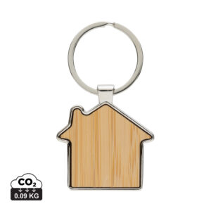 Visuel Porte-clés maison en alliage de zinc RCS et bambou