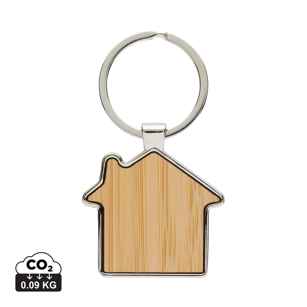 Miniature 1 pour Porte-clés maison en alliage de zinc RCS et bambou