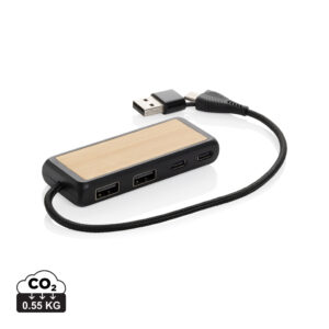 Visuel Hub USB à double entrée en plastique et en bambou  RCS Link