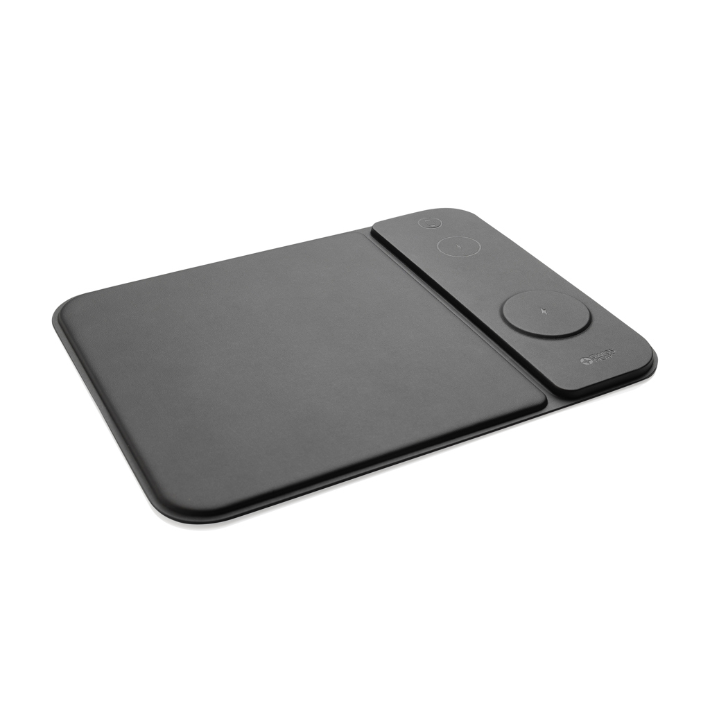Miniature 2 pour Tapis de souris chargeur 15W 3 en 1 en PU RCS Swiss peak