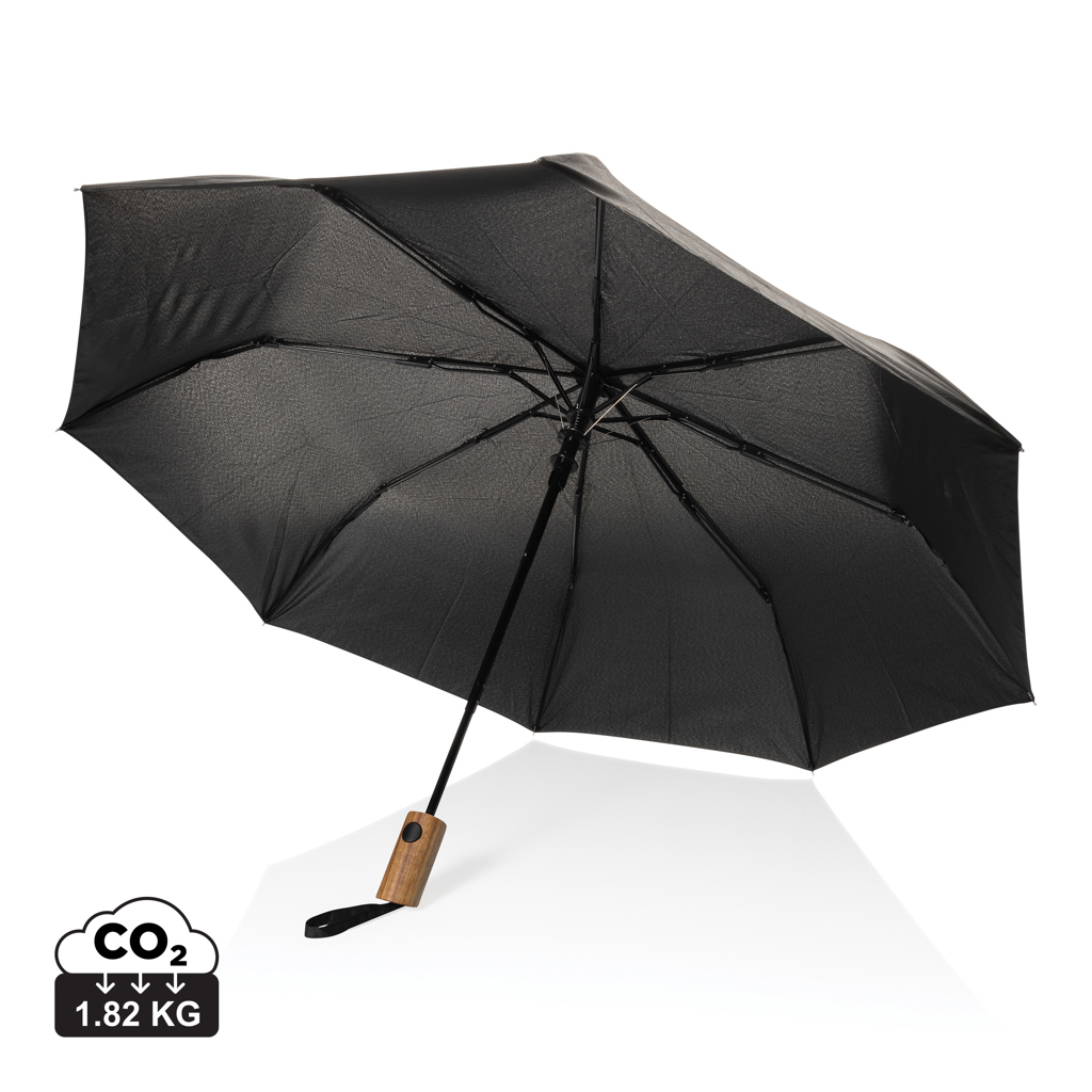 Miniature 1 pour Mini parapluie 21" à ouverture auto en bois d'acacia Kaycey