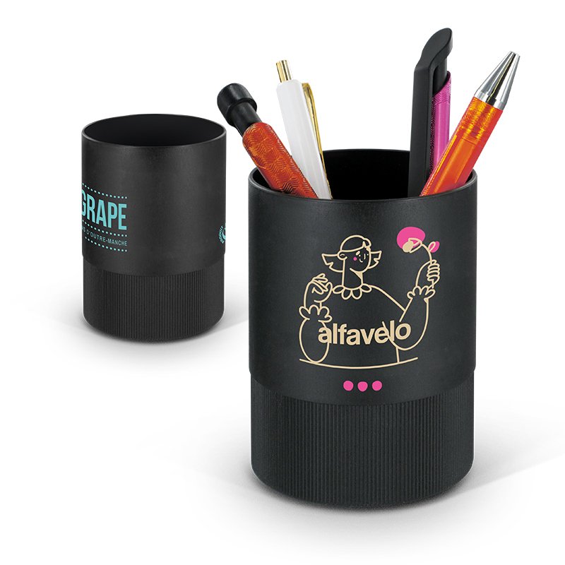 Miniature 1 pour POT A CRAYONS PLASTIQUE RECYCLE NOIR