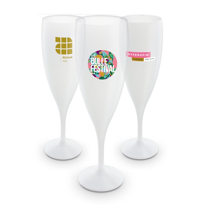 Miniature 1 pour FLUTE A CHAMPAGNE PLASTIQUE REUTILISABLE 14 cl RAS BORD