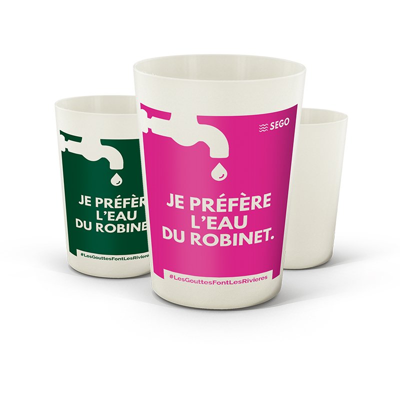 Miniature 1 pour GOBELET REUTILISABLE  EN BIOCOMPOSITE 22 cl RAS BORD