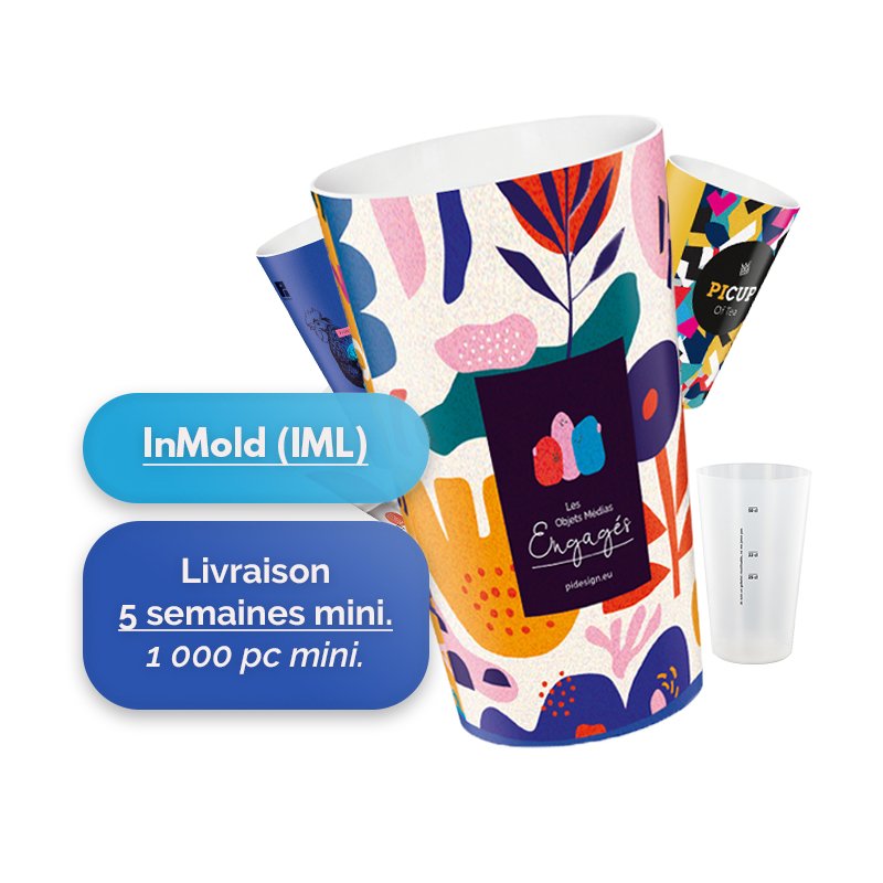 Miniature 1 pour GOBELET PLASTIQUE REUTILISABLE 60 cl  RAS BORD (IML)