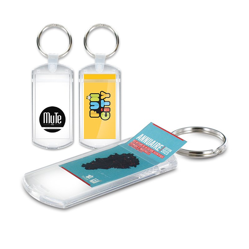 Miniature 1 pour PORTE CLES TRANSPARENT PORTE-ETIQUETTE (anneau 25 mm)