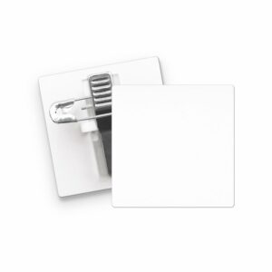 Visuel BADGE PLASTIQUE (PS) CARRE 36x36 mm AVEC PINCE EPINGLE