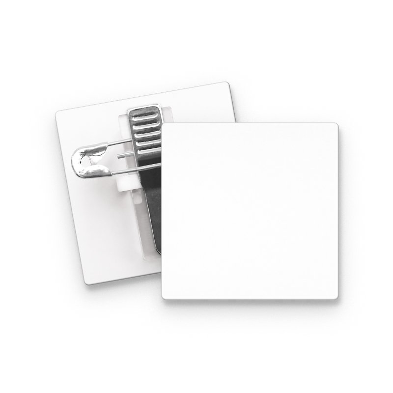 Miniature 2 pour BADGE PLASTIQUE (PS) CARRE 36x36 mm AVEC PINCE EPINGLE