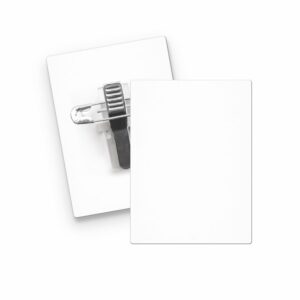 Visuel BADGE PLASTIQUE (PS) RECTANGLE 43x58 mm AVEC PINCE EPINGLE