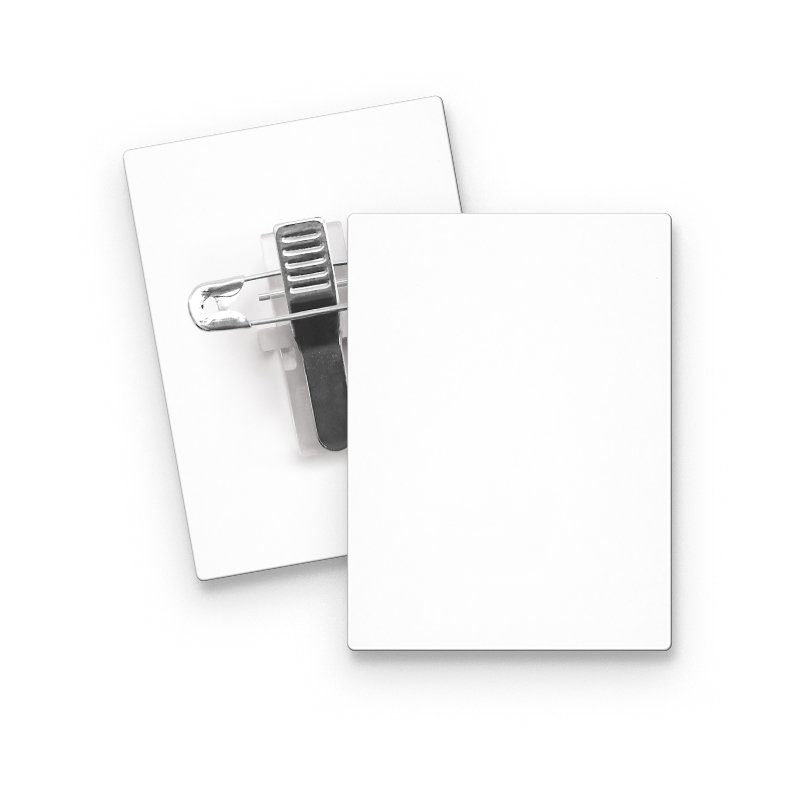 Miniature 2 pour BADGE PLASTIQUE (PS) RECTANGLE 43x58 mm AVEC PINCE EPINGLE