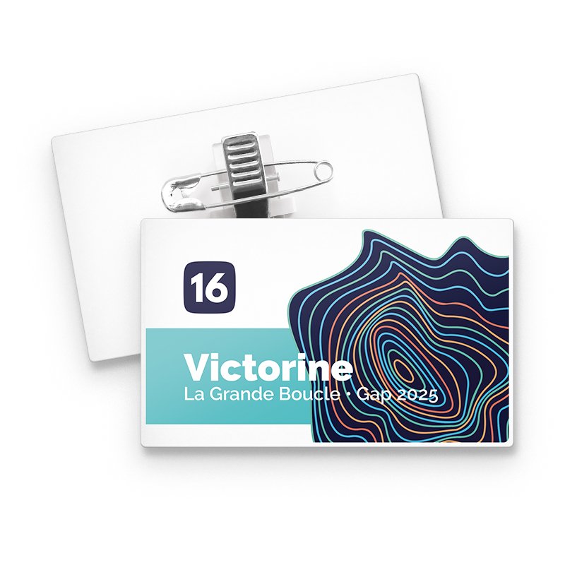 Miniature 1 pour BADGE PLASTIQUE (PS) RECTANGLE 70x43 mm AVEC PINCE EPINGLE