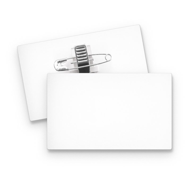 Miniature 2 pour BADGE PLASTIQUE (PS) RECTANGLE 70x43 mm AVEC PINCE EPINGLE