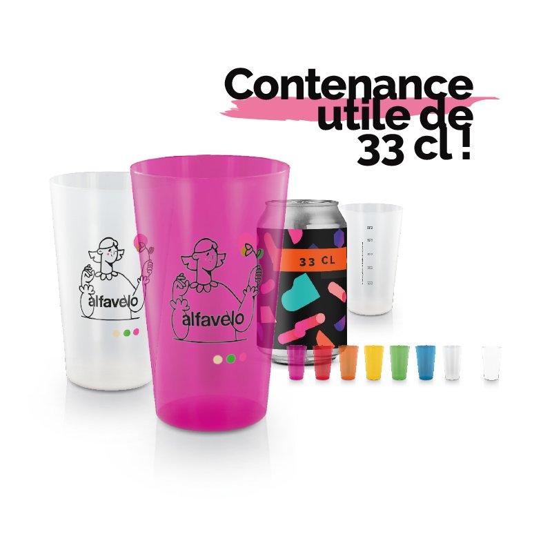 Miniature 1 pour GOBELET PLASTIQUE REUTILISABLE 39 cl RAS BORD