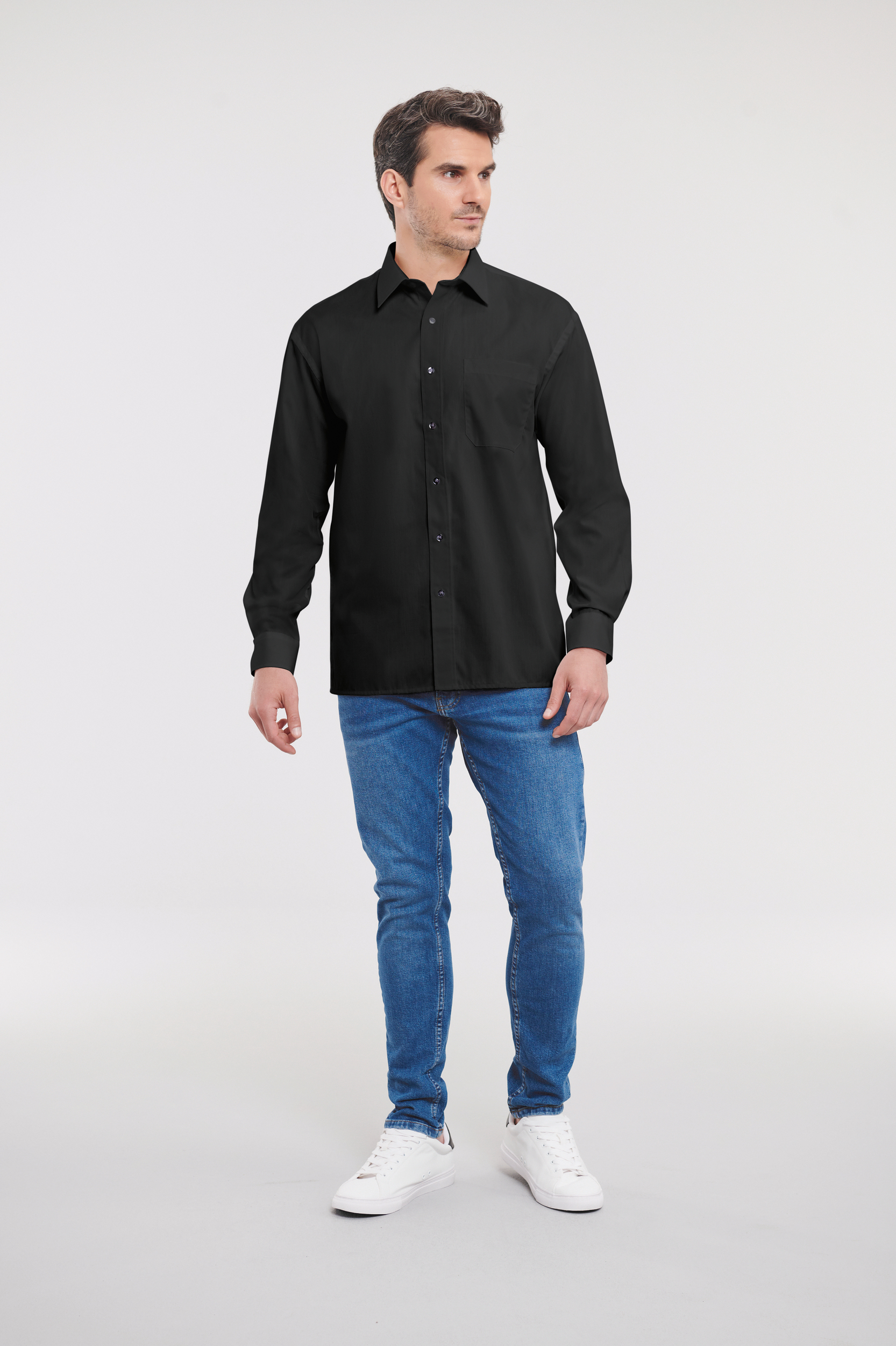 Miniature 1 pour Chemise homme popeline pur coton manches longues