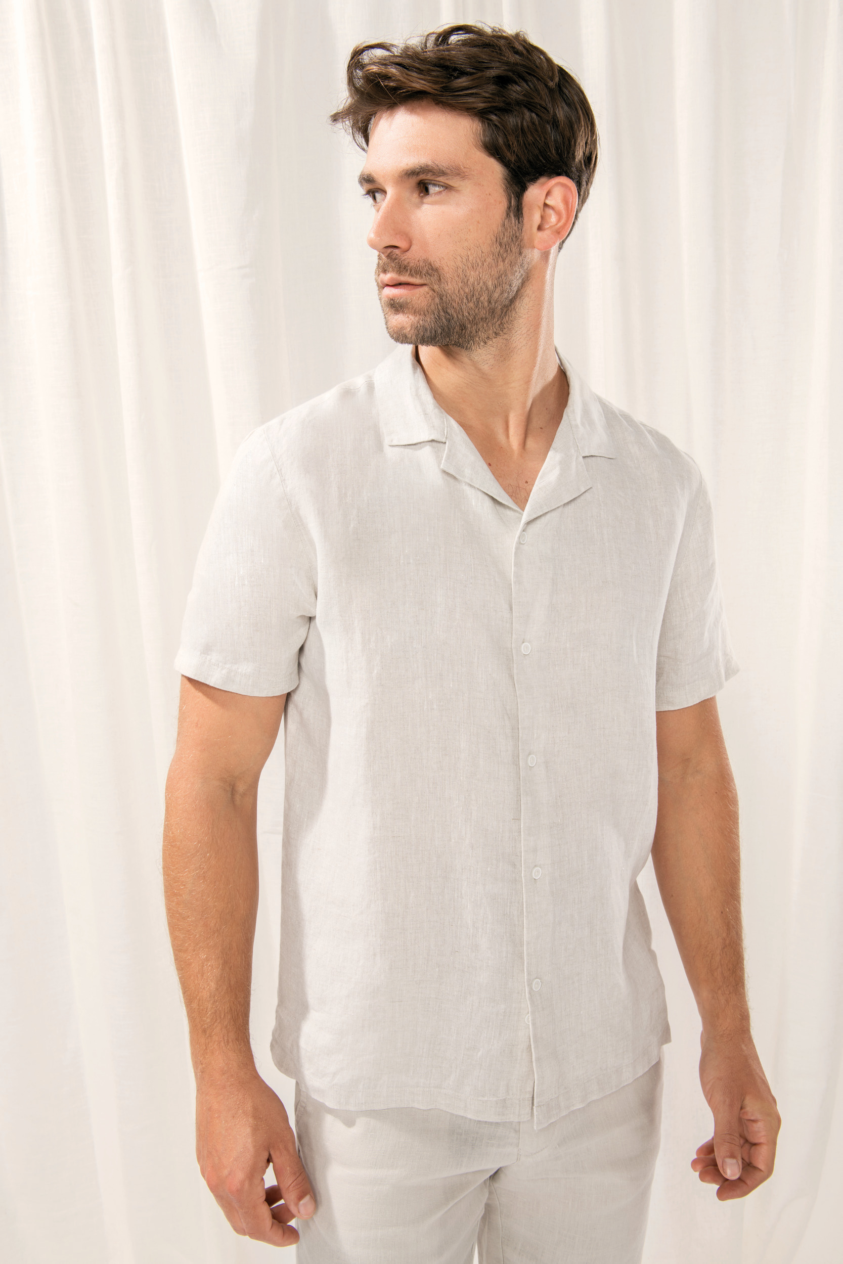 Miniature 5 pour Chemise à col bowling en lin homme