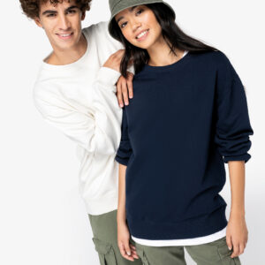 Visuel Sweat-shirt écoresponsable à col rond à épaules tombantes French Terry unisexe