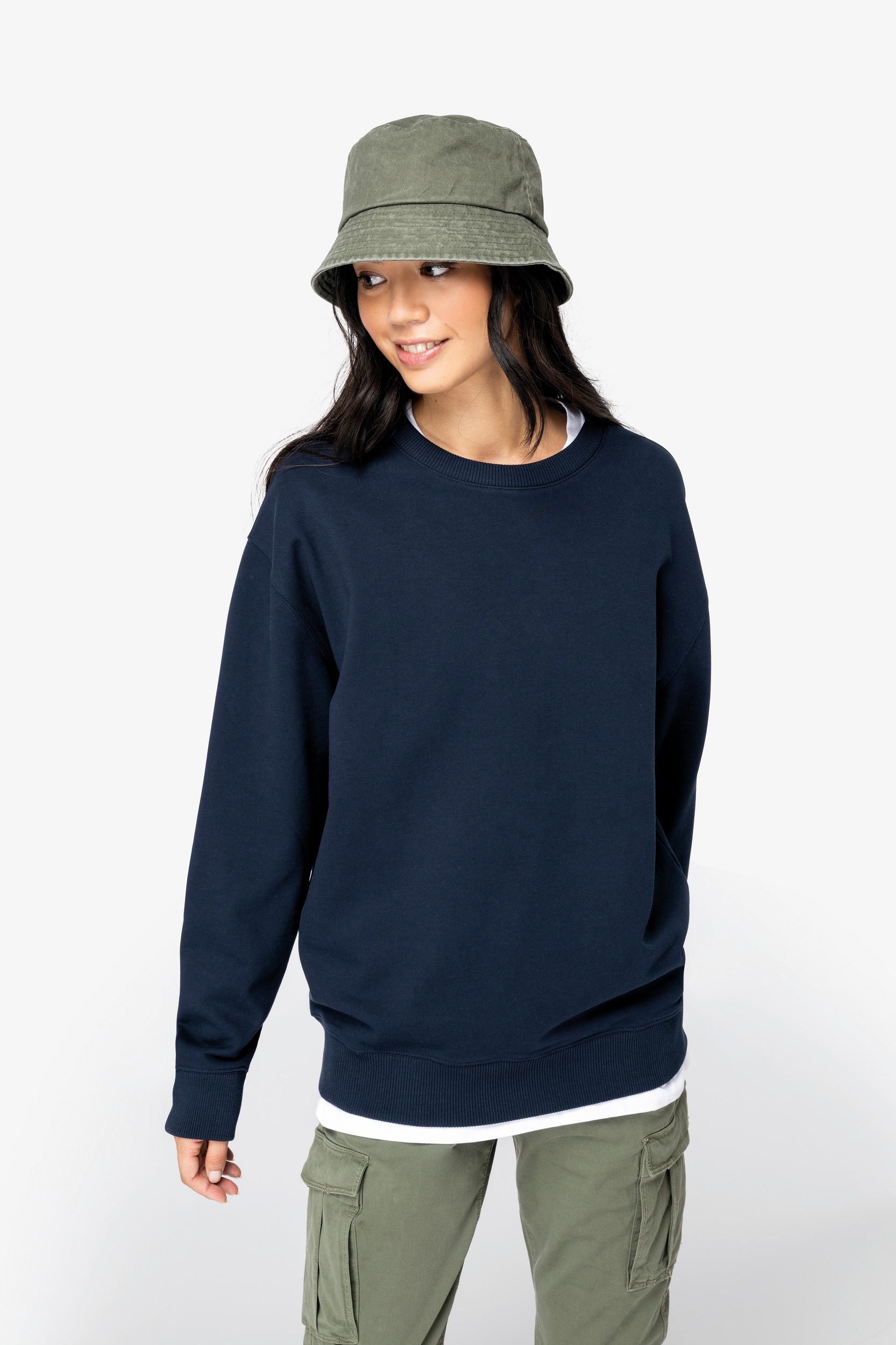 Miniature 3 pour Sweat-shirt écoresponsable à col rond à épaules tombantes French Terry unisexe