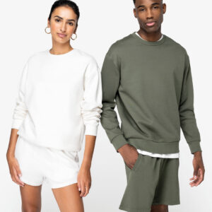 Visuel Sweat-shirt écoresponsable à col rond à épaules tombantes molleton gratté unisexe