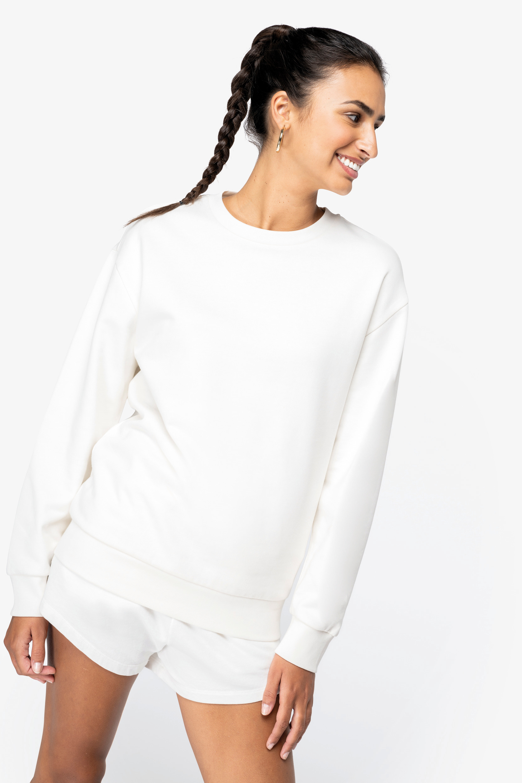 Miniature 3 pour Sweat-shirt écoresponsable à col rond à épaules tombantes molleton gratté unisexe